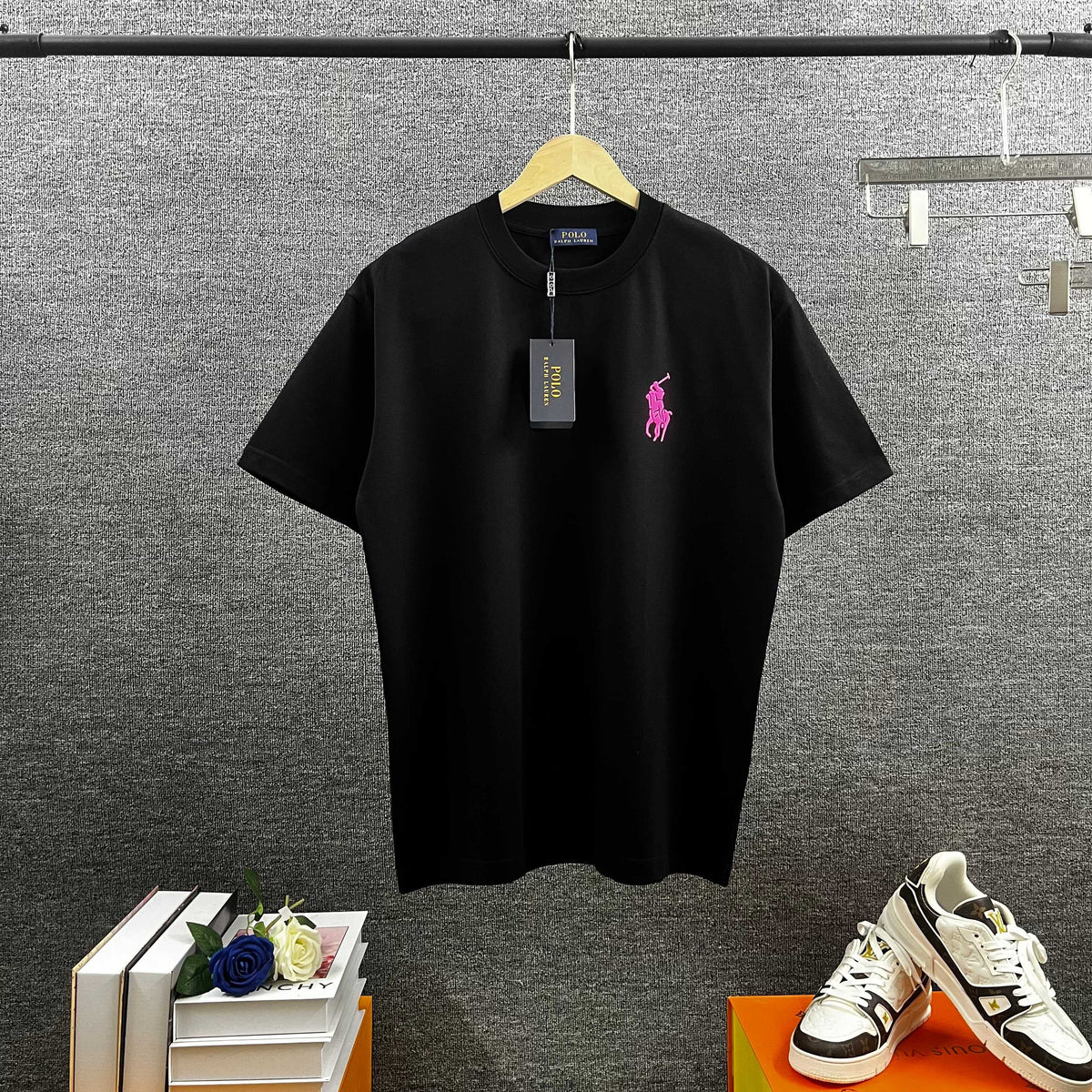 Polo Ralph Lauren Men’s Crew‑Neck Short‑Sleeve T‑Shirt With Pink Pony Embroidery