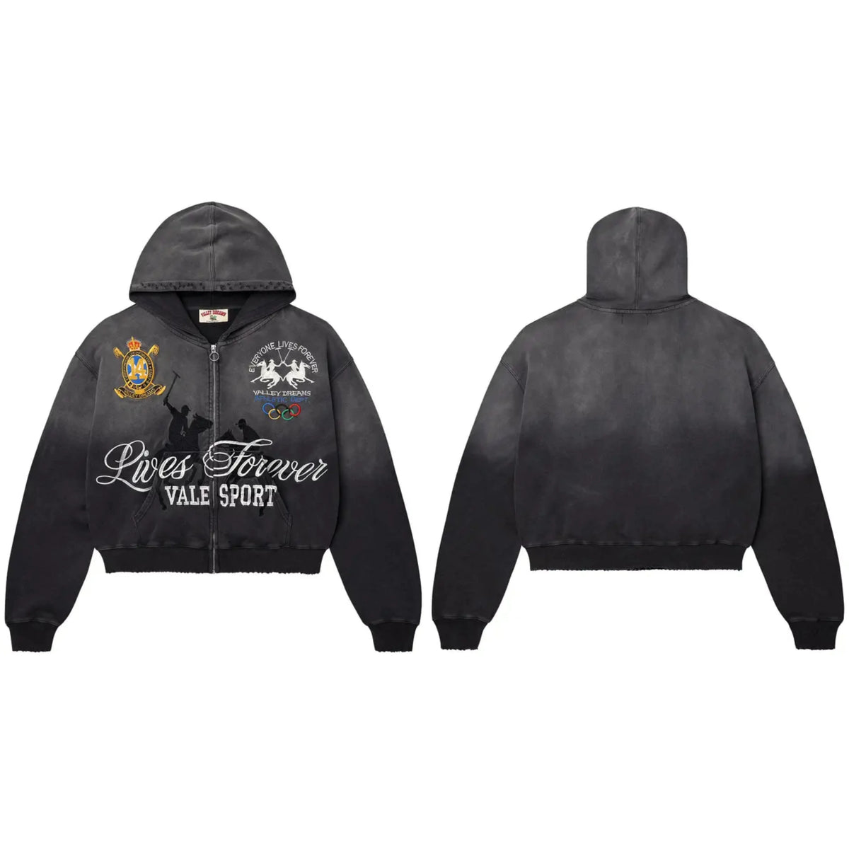 Vale Forever Lives Forever Vale Sport Polo Zip Hoodie — Black