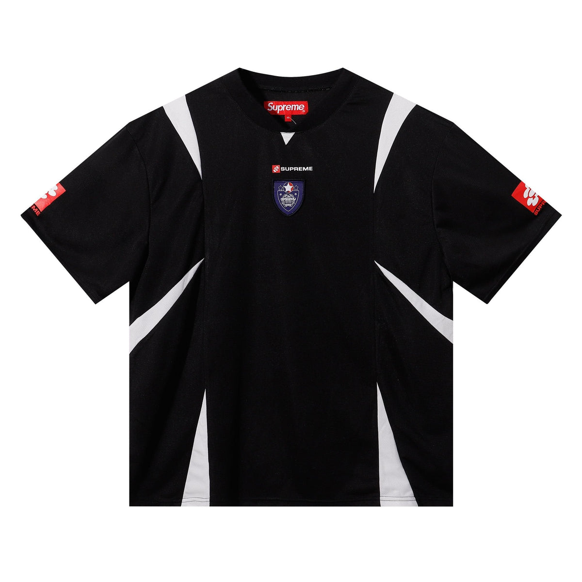 Supreme Black Contrast Panel Soccer Jersey T-Shirt