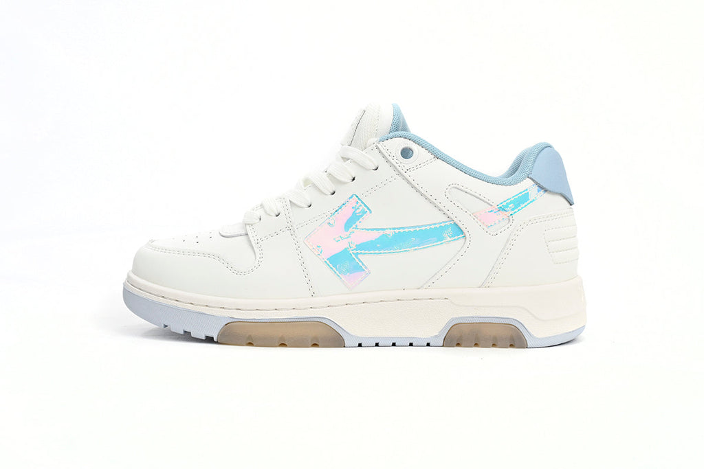 Off White Out Of Office OOO Low Tops White Iridescent Blue OMIA189S 21LEA0030 0180/OMIA189F21LEA0030181