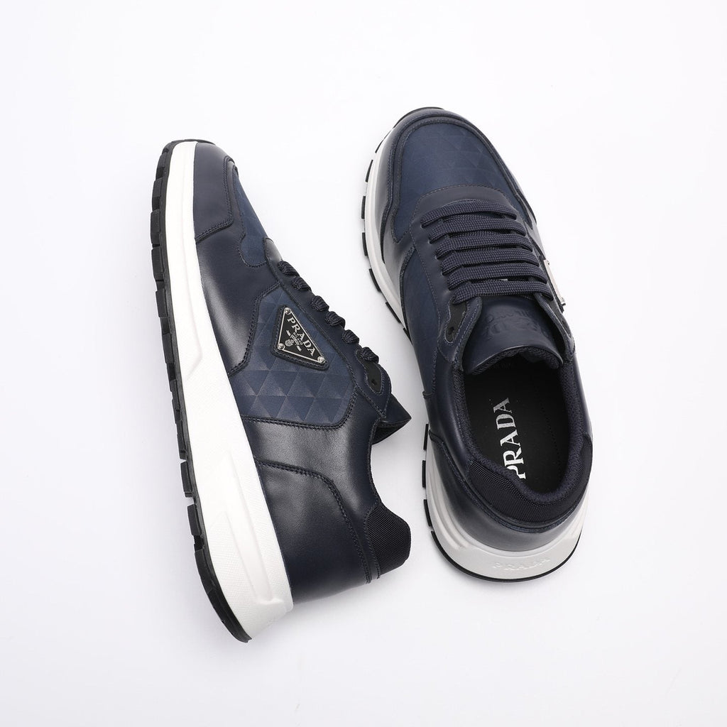 Prada Men's Navy Textured Low-Top Sneakers