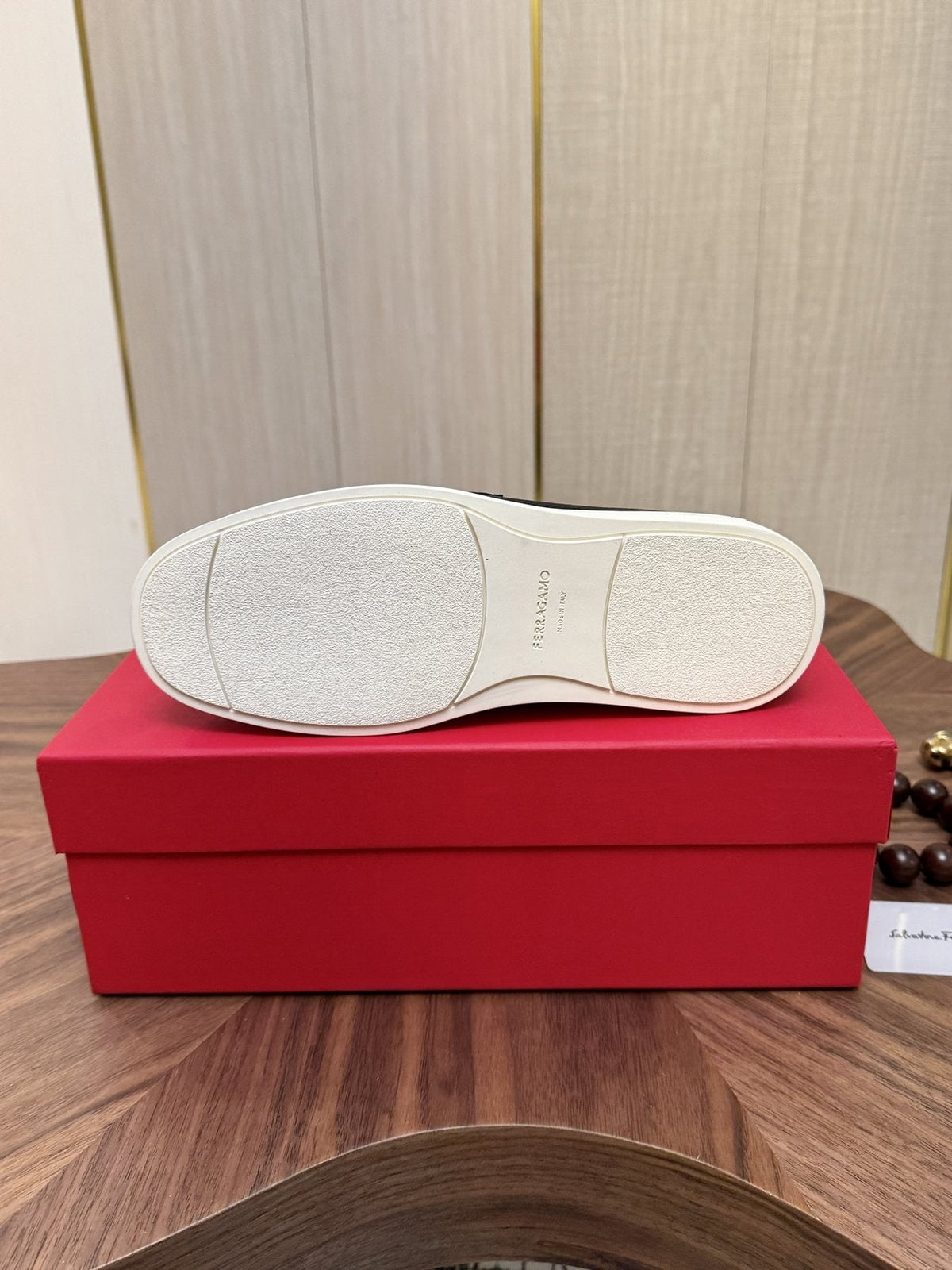 Salvatore Ferragamo Black Loafers with White Soles